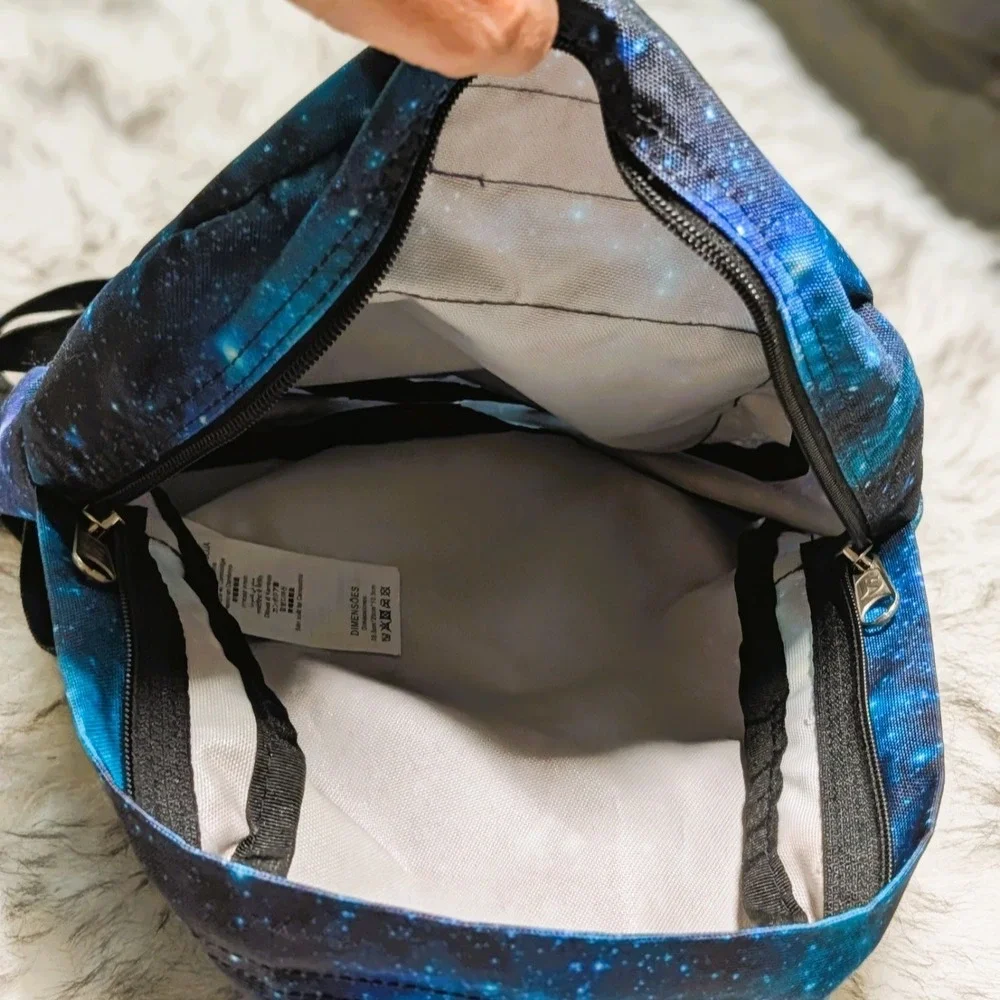 JanSport Mini Backpack Blue & Black Galaxy Starfield Print Half Pint